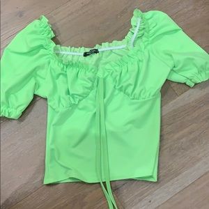 Lime green tie top from nasty gal